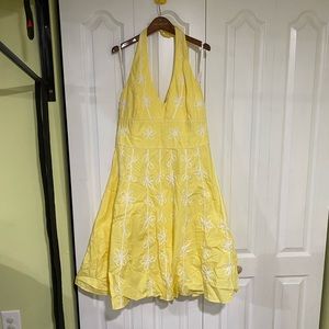 Lilly Pulitzer yellow white flower halter dress